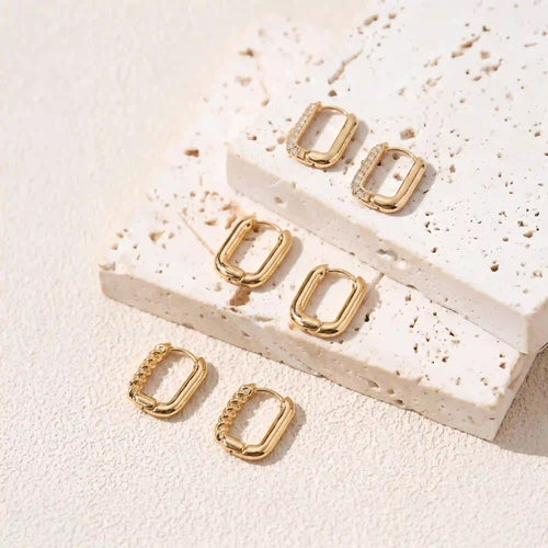 Rectangular Hoop Earrings Pack of 3