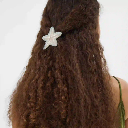 Beaded Starfish Barrette Hair Clip