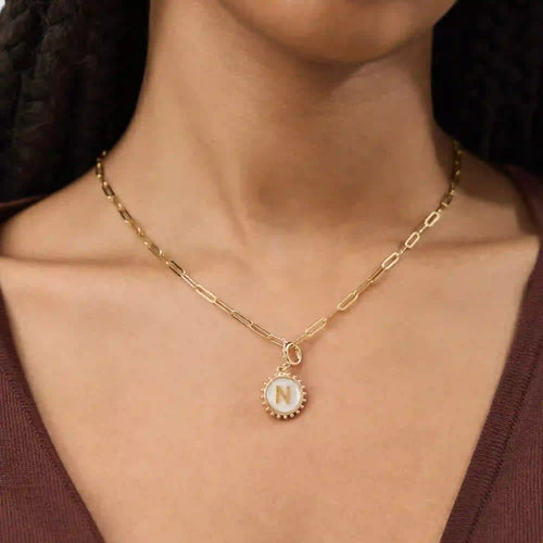 Initial (N) Pearl Coin Jewellery Charm Gold
