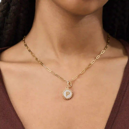 Initial (P) Pearl Coin Jewellery Charm Gold