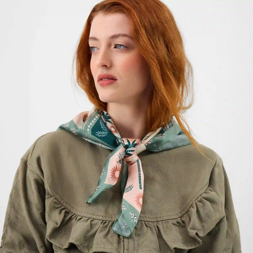 Palm Print Square Satin Scarf
