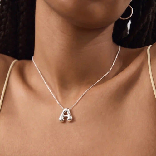 Bubble Initial (A) Pendant Necklace Silver