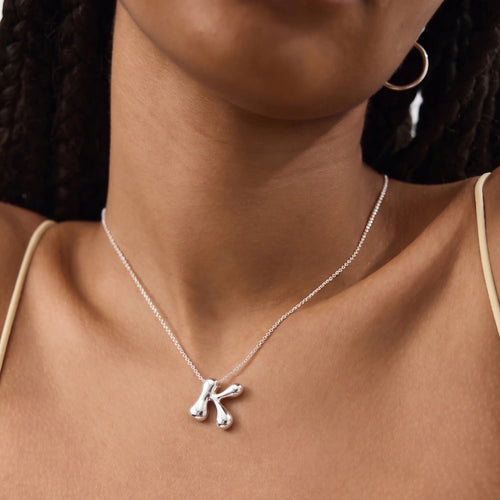 Bubble Initial (K) Pendant Necklace Silver