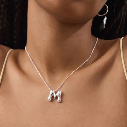 Bubble Initial (M) Pendant Necklace Silver