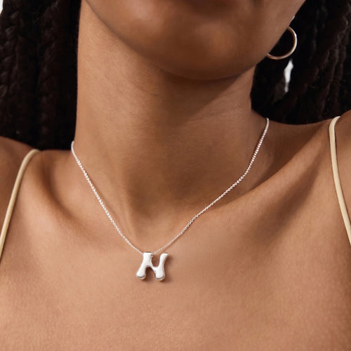 Bubble Initial (N) Pendant Necklace Silver
