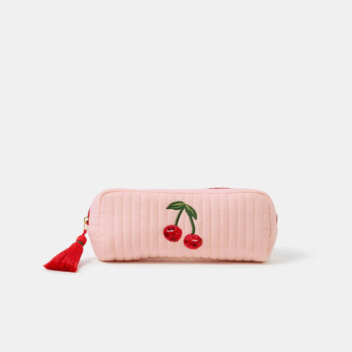 Pink Embellished Cherry Pencil Case