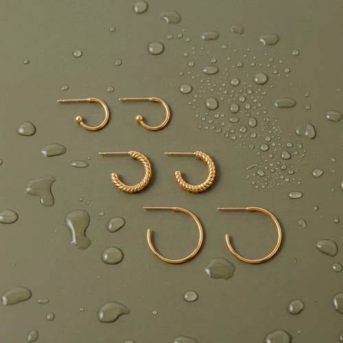Waterproof Stainless Steel Mix Hoop Earrings