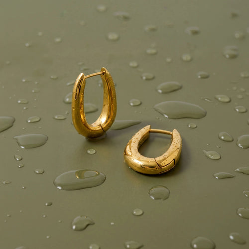 Waterproof Stainless Steel Chunky Oval Hoop Earrings