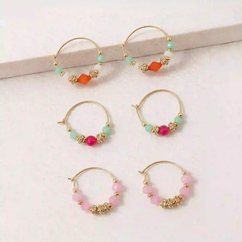 Mini Beaded Hoop Earrings Pack of 3