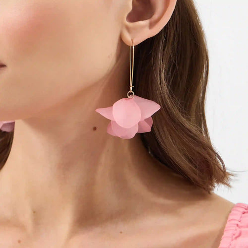 Frosted Flower Drop Earrings