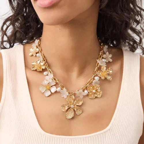 Statement Pearl Flower Necklace