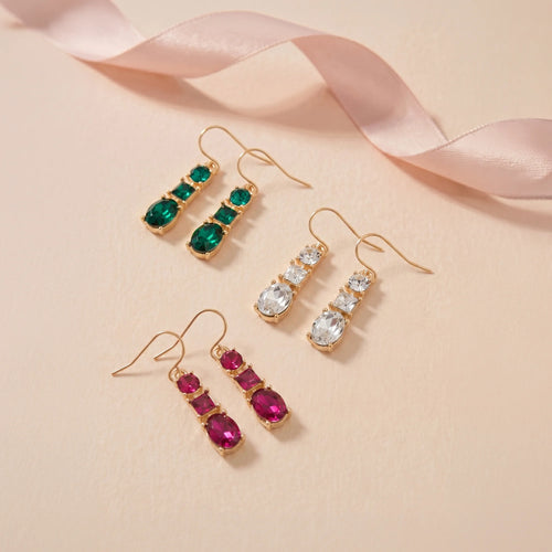 Gemstone Drop Earrings Pack of 3