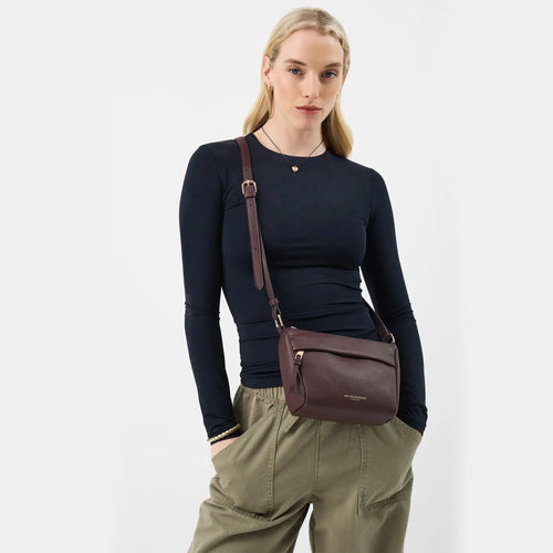 Brown Zip Front Sling Bag