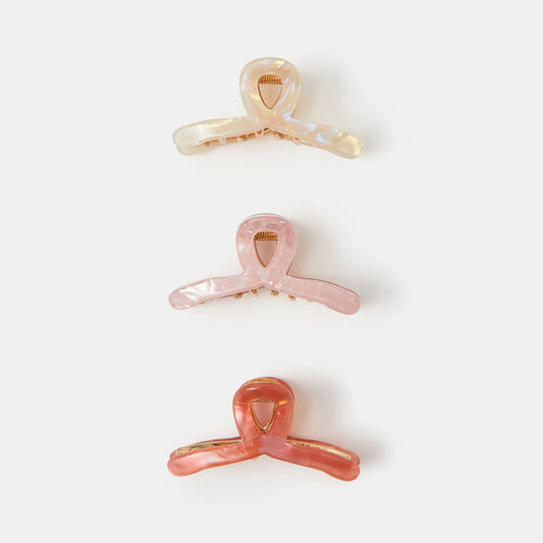 Bright Multi Pack of 3 Mini Twist Claw Clips