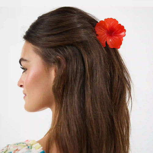Orange Hibiscus Flower Claw Clip