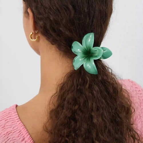Green Flower Claw Clip