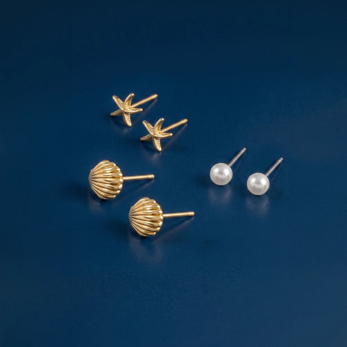 14k Gold-Plated Shell Stud Earrings