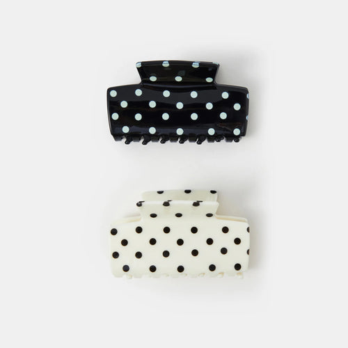 Pack of 2 Mono Polka Dot Claw Clip