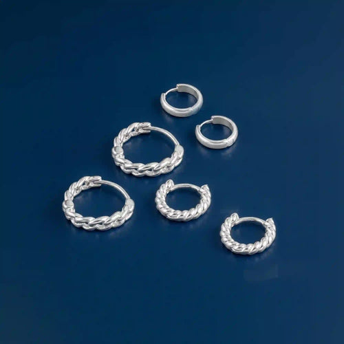 Sterling Silver-Plated Twist Hoop Earrings Pack Of 3