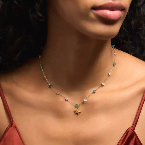 14k Gold-Plated Semi Precious Pendant Necklace