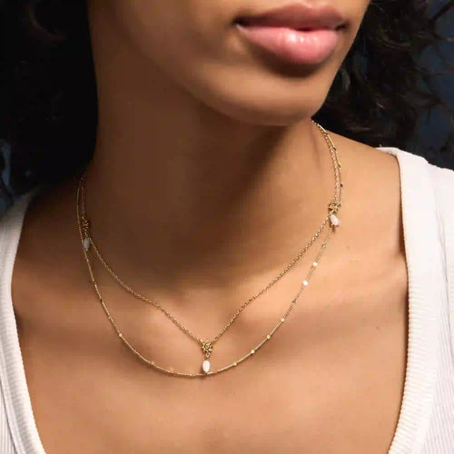 14k Gold-Plated Sun Pearl Layered Necklace