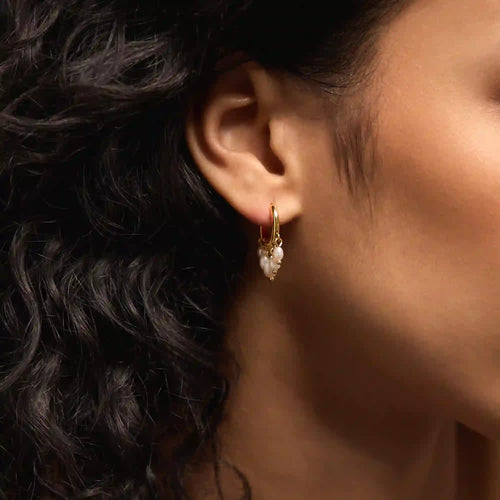 14k Gold-Plated Pearl Hoop Drop Earrings