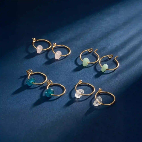 14k Gold-Plated Semi-Precious Hoop Earrings Pack Of 4