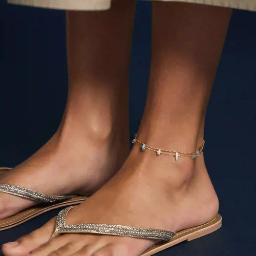 14k Gold-Plated Semi Precious Anklet