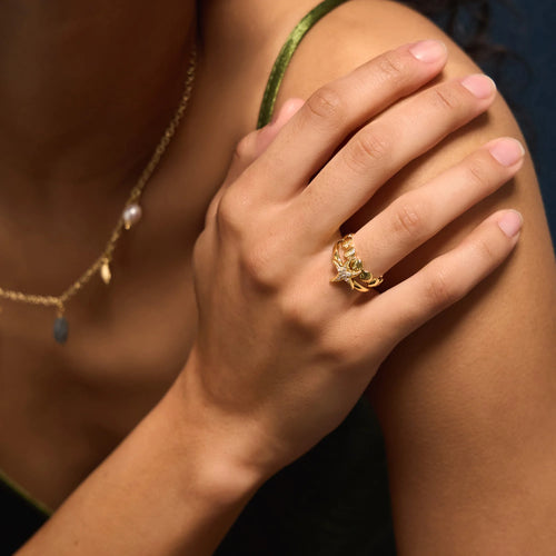 14k Gold-Plated Starfish & Shell Rings Pack Of 2