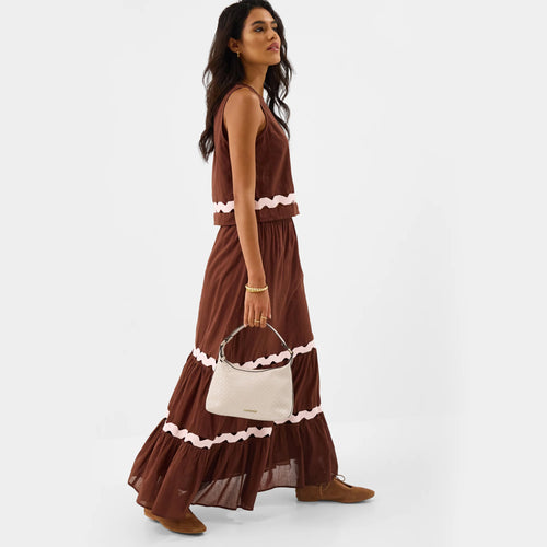 Cream Woven Handheld Sling Bag