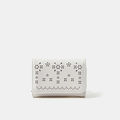 White Laser Cut Small Wallet