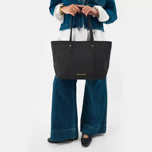 Black Zip Top Laptop Tote Bag