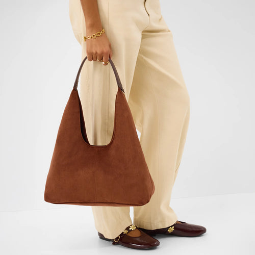 Brown Suedette Slouch Shoulder Bag