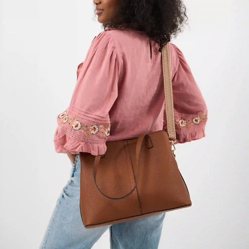 Tan Webbing Strap Shoulder Bag
