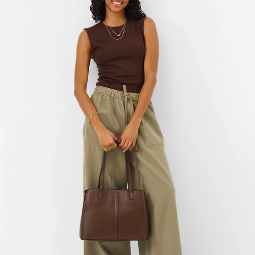 Brown Webbing Strap Shoulder Bag