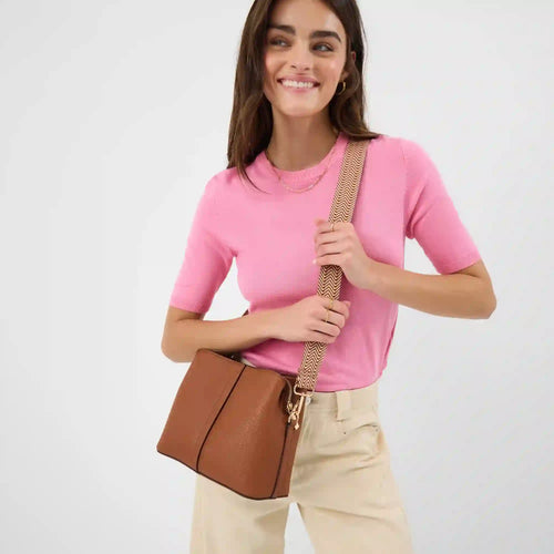 Brown Webbing Strap Sling Bag
