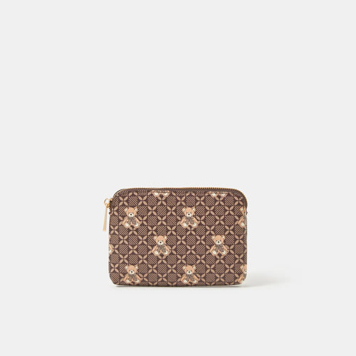 Brown Teddy Print Coin Purse