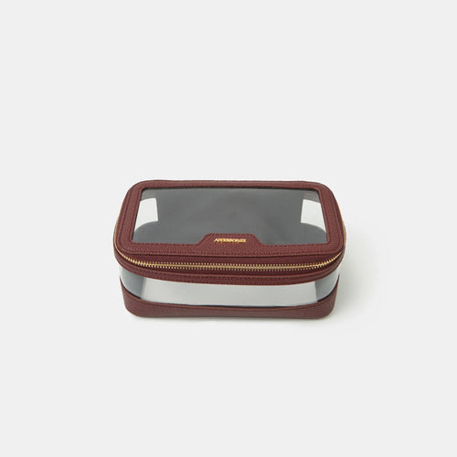 Burgundy Clear Travel Make-Up Bag