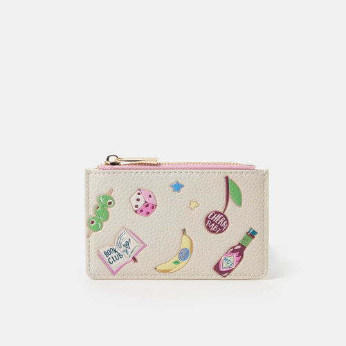 Cream Cherry Print Card Holder