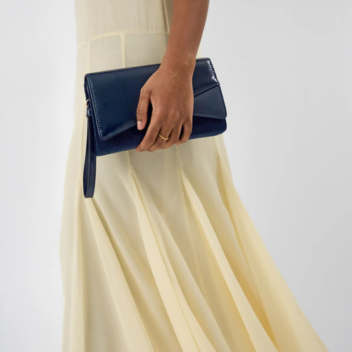 Blue Fold Over Clutch Bag