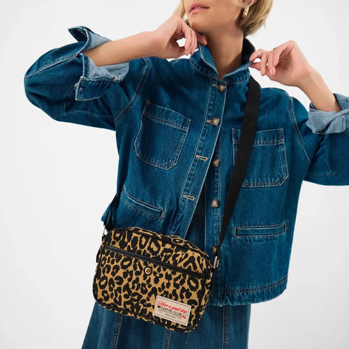 Accessorize London Women's Leopard Print Canvas Sling Bag