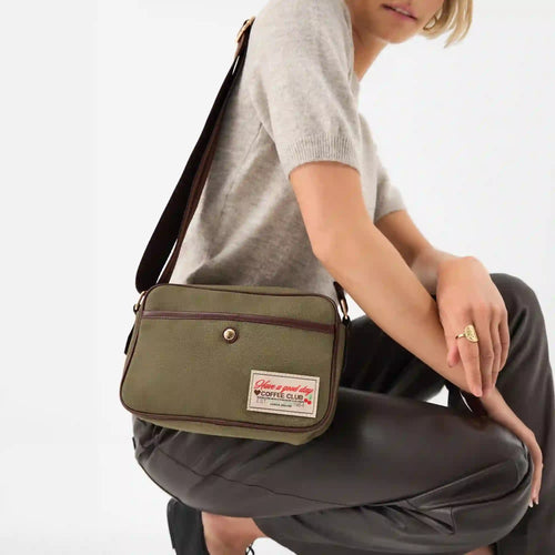 Green Canvas Camera Sling Bag