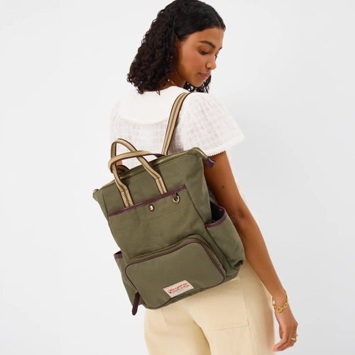Green Multi-Pocket Canvas Backpack