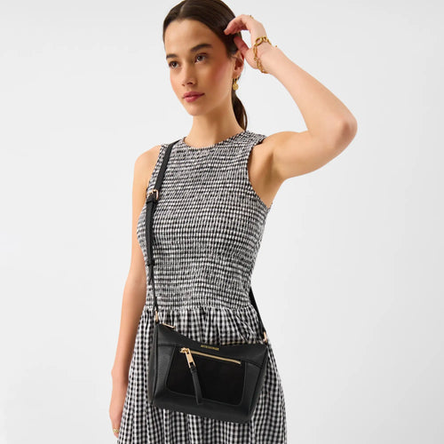 Black Double Zip Sling Bag