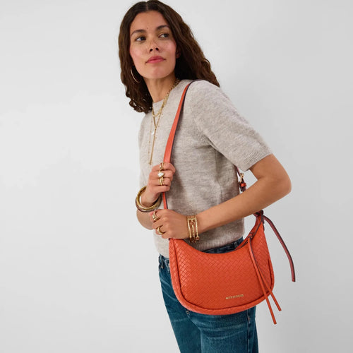 Orange Woven Scoop Crossbody Bag