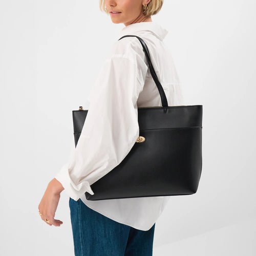 Black Twistlock Laptop Tote Bag