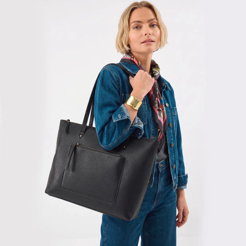 Black Rachel Zip Front Laptop Tote Bag