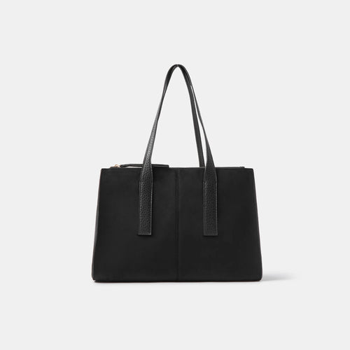 Black Double Zip Laptop Shoulder Bag