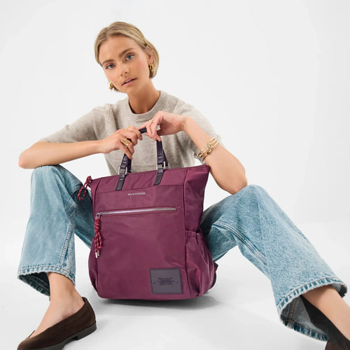 Maroon Olivia Top Handle Nylon Laptop Backpack