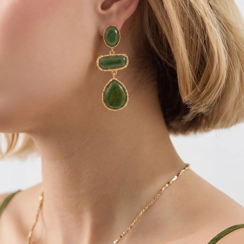 Triple Stone Drop Earrings